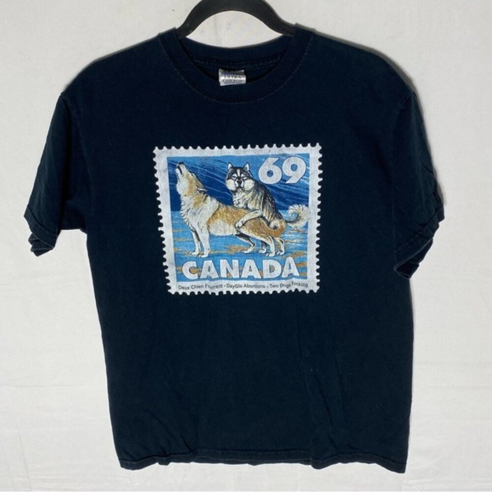 Gildan Black Dayglo Ab@rti@ns Two Dogs Forking Band Tee Tour Merch Stamp T M